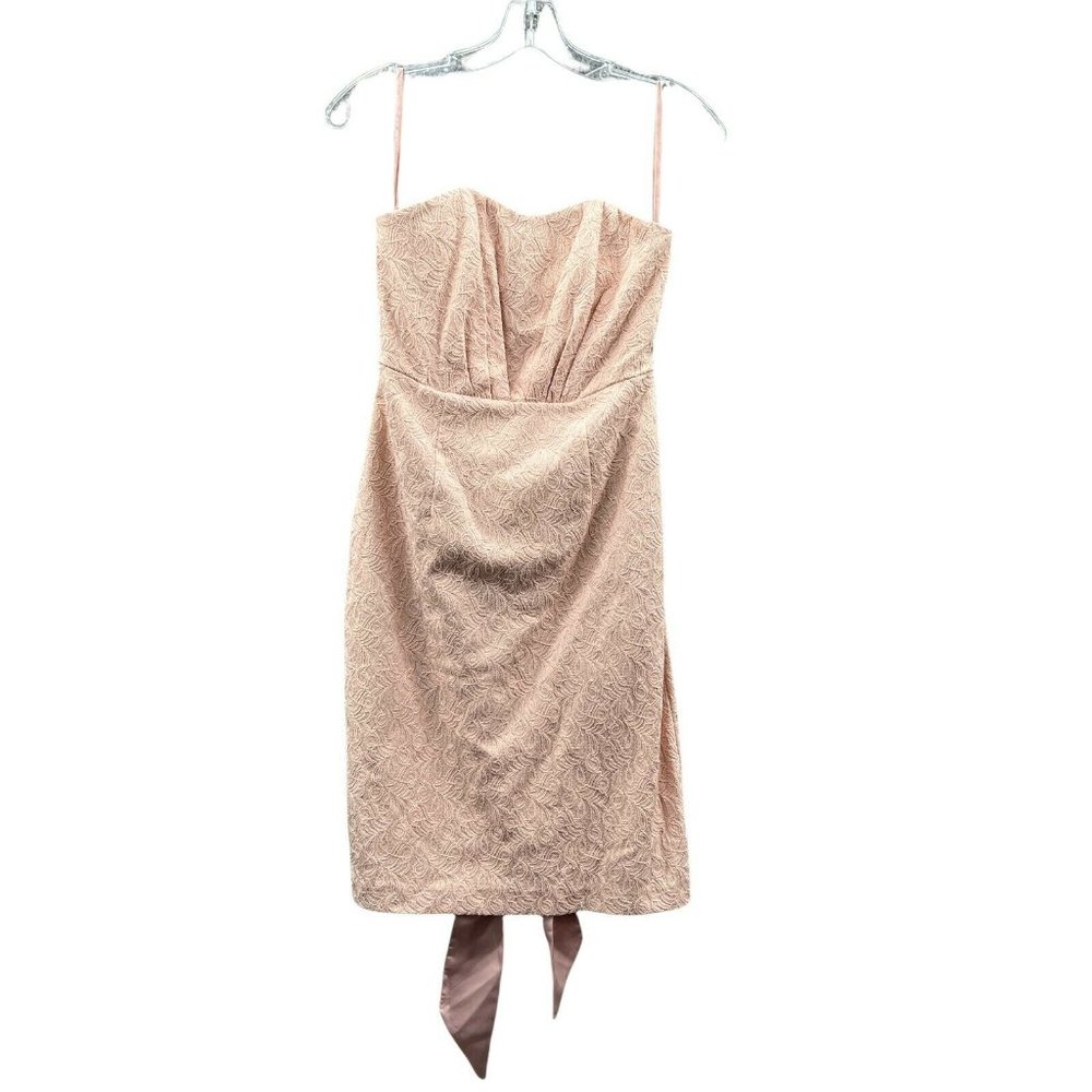 Tevolio Strapless Dress Womens 2 Pink Waist Tie Rear Zip Built in Bra Bo…